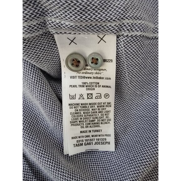 Ted Baker London Blue Herringbone Long Sleeve Button-Down Shirt Men's Sz 5 (XL) - Picture 6 of 7